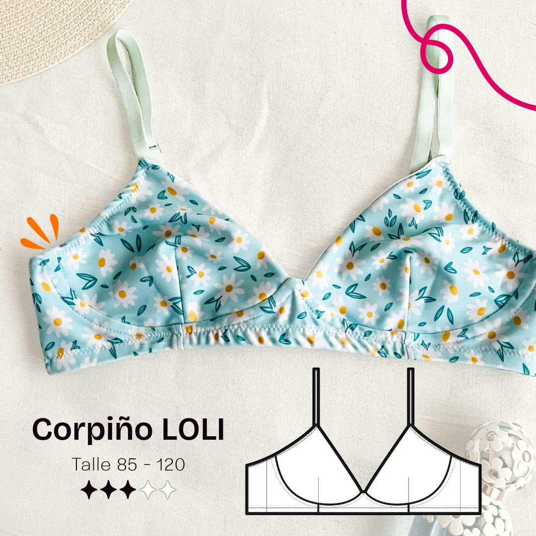 Corpiño falso aro taza entera - Patrón para imprimir PDF