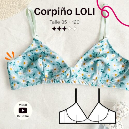 Corpiño falso aro taza entera - Patrón para imprimir PDF + video