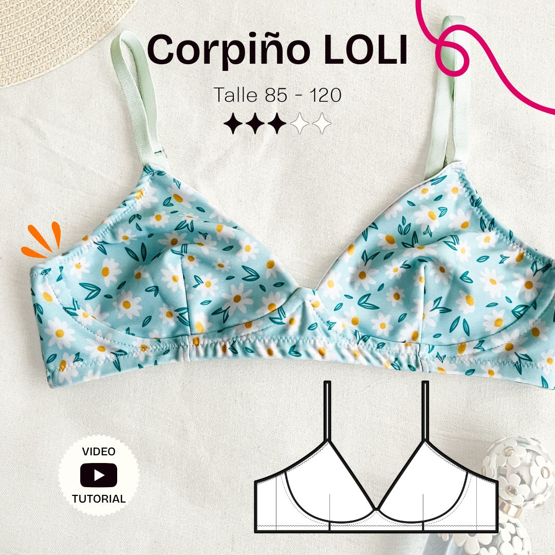 Corpiño falso aro taza entera - Patrón para imprimir PDF + video