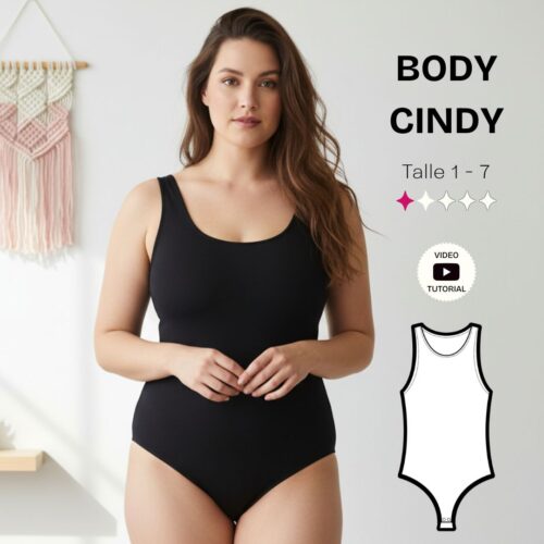 Body clásico Cindy - Patrón para imprimir en PDF en 7 talles + video