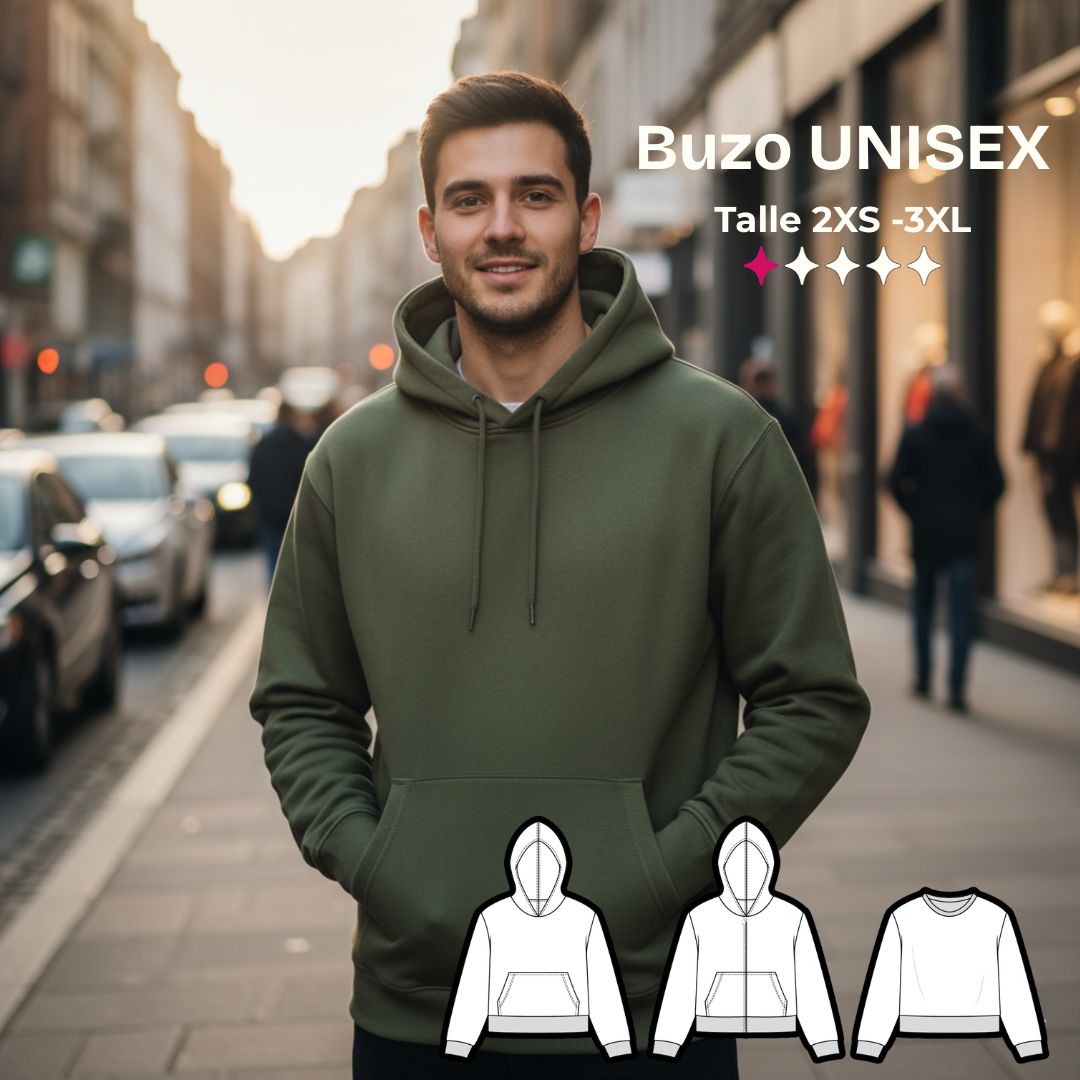 Buzo unisex - patrón para imprimir 8 talles - Imagen 3